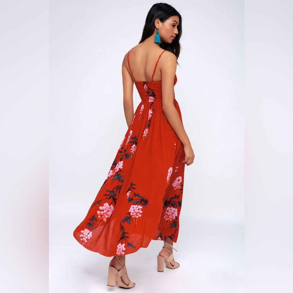 Free People Red Floral Spaghetti Strap Maxi Dress - Picture 2 of 7